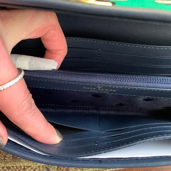 Authentic KATE SPADE Leather/canvas floral bifold large wallet - Picture 8 of 14